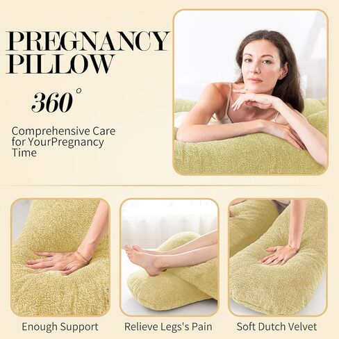 وسائد الحمل من WhatsBedding، وسائد الحمل على شكل حرف U للنوم، وسادة حشوة إسفنجية لكامل الجسم للبالغين، وسادة أمومة بأغطية مخملية in Kuwait