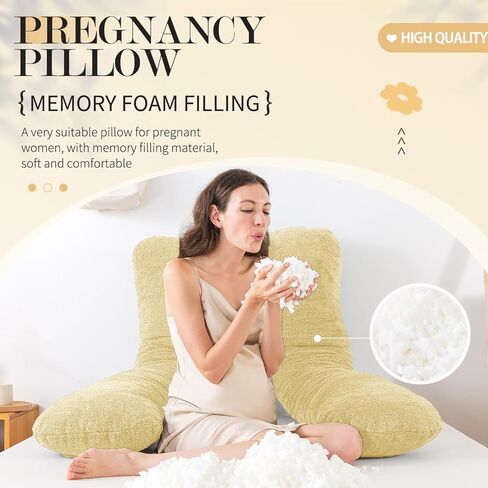 وسائد الحمل من WhatsBedding، وسائد الحمل على شكل حرف U للنوم، وسادة حشوة إسفنجية لكامل الجسم للبالغين، وسادة أمومة بأغطية مخملية in Kuwait