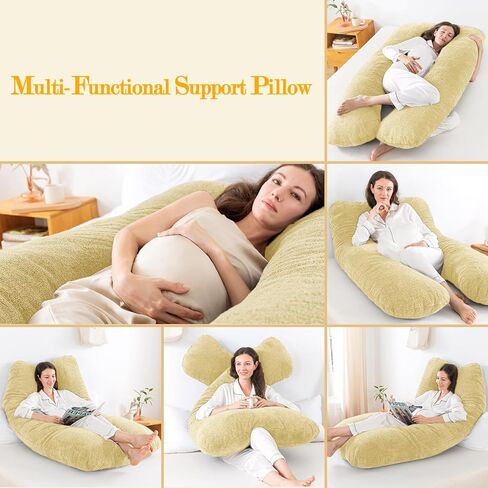 وسائد الحمل من WhatsBedding، وسائد الحمل على شكل حرف U للنوم، وسادة حشوة إسفنجية لكامل الجسم للبالغين، وسادة أمومة بأغطية مخملية in Kuwait