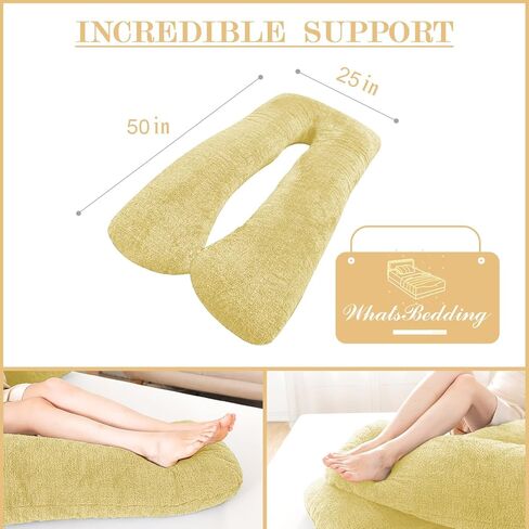 وسائد الحمل من WhatsBedding، وسائد الحمل على شكل حرف U للنوم، وسادة حشوة إسفنجية لكامل الجسم للبالغين، وسادة أمومة بأغطية مخملية in Kuwait