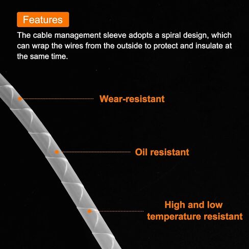 MECCANIXITY Spiral Cable Wrap 4.9ft/1.5M 30mm Cable Management Sleeve Cord Organizer Flexible PE for Computer Wire, Charging Cable Black with Tape in Saudi Arabia