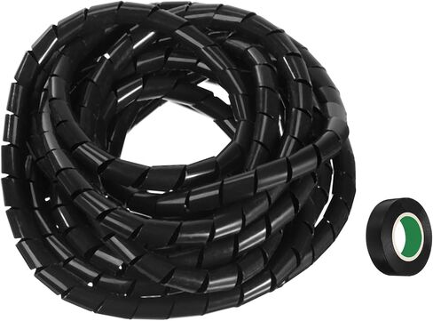 MECCANIXITY Spiral Cable Wrap 4.9ft/1.5M 30mm Cable Management Sleeve Cord Organizer Flexible PE for Computer Wire, Charging Cable Black with Tape in Saudi Arabia