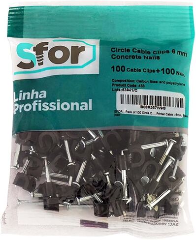 SFOR - حزمة من 100 مشبك كابل دائري - منظم السلك، مشابك إدارة الكابلات - حامل السلك، مشابك كابل لسلك الكابل المحوري، كابل إيثرنت، سلك الهاتف، ضوء النجوم LED، كابل الطابعة - 8 مم، أبيض in Saudi Arabia