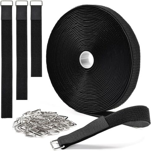 حزام كابل قابل للتعديل بخطاف وحلقة، بطول 32 قدمًا مع 50 مشبكًا معدنيًا، وأشرطة ربط قابلة لإعادة الاستخدام لتنظيم الكابلات وتخزين السلك in Kuwait