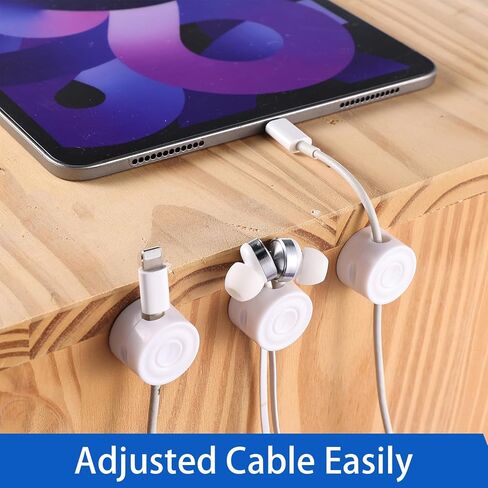 6 Pack Magnetic Cable Holder, Self-Adhesive Phone Cord Organizer Smooth Adjustable Wire Keeper for Hide Charging Cable Keeper Cable Management for Desk Nightstand Home Office Car(White) in Saudi Arabia