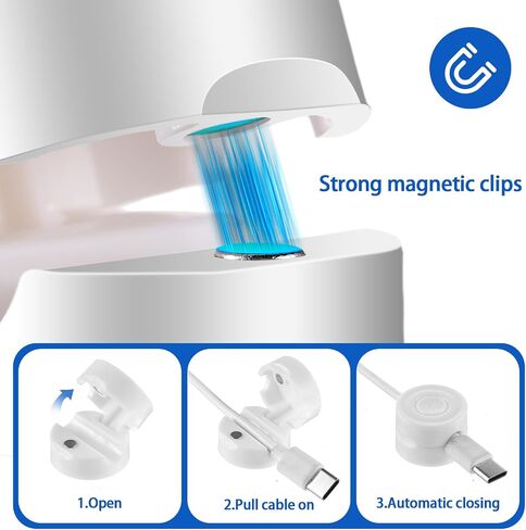 6 Pack Magnetic Cable Holder, Self-Adhesive Phone Cord Organizer Smooth Adjustable Wire Keeper for Hide Charging Cable Keeper Cable Management for Desk Nightstand Home Office Car(White) in Saudi Arabia