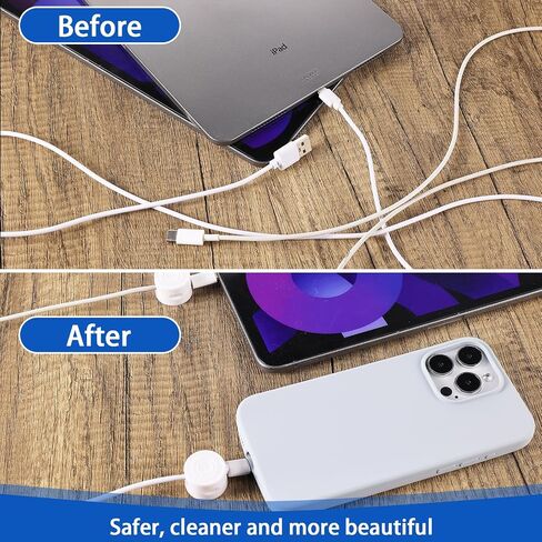 6 Pack Magnetic Cable Holder, Self-Adhesive Phone Cord Organizer Smooth Adjustable Wire Keeper for Hide Charging Cable Keeper Cable Management for Desk Nightstand Home Office Car(White) in Saudi Arabia
