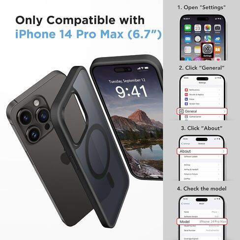 GONEZ Magnetic for iPhone 14 Pro Max Case,Compatible with MagSafe,[2 Screen Protector & 2 Camera Cover][Anti-Fingerprint] Slim Translucent Matte Back Shockproof Phone Protective Case(Baby Blue) in Saudi Arabia