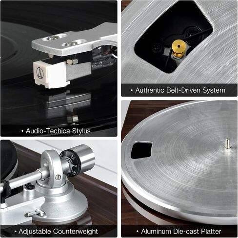 Turntables Belt-Drive Record Player with Wireless Output Connectivity, Vinyl Player Support 33&45 RPM Speed Phono Line USB Digital to PC Recording with Advanced Magnetic Cartridge&Counterweight in Saudi Arabia