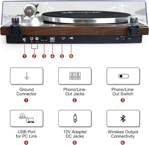 Turntables Belt-Drive Record Player with Wireless Output Connectivity, Vinyl Player Support 33&45 RPM Speed Phono Line USB Digital to PC Recording with Advanced Magnetic Cartridge&Counterweight in Saudi Arabia