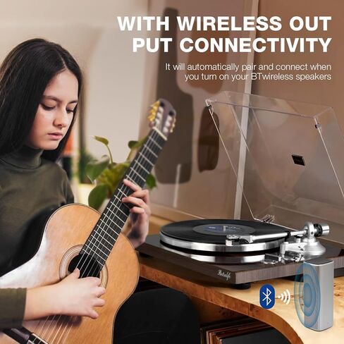 Turntables Belt-Drive Record Player with Wireless Output Connectivity, Vinyl Player Support 33&45 RPM Speed Phono Line USB Digital to PC Recording with Advanced Magnetic Cartridge&Counterweight in Saudi Arabia