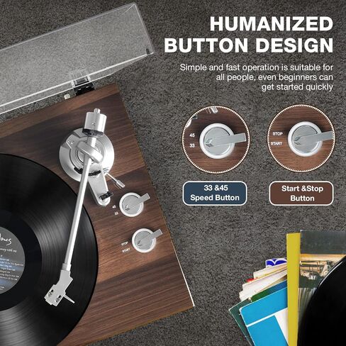 Turntables Belt-Drive Record Player with Wireless Output Connectivity, Vinyl Player Support 33&45 RPM Speed Phono Line USB Digital to PC Recording with Advanced Magnetic Cartridge&Counterweight in Saudi Arabia