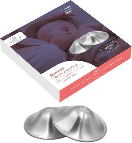 The Original Silver Nipple Shields for Breastfeeding Newborn, Soothe and Protect Sore Breasts and Cracked Nipples, Nickel Free Silver Nursing Cups, 2 Pieces (100% Silver 999, Standard) in Saudi Arabia