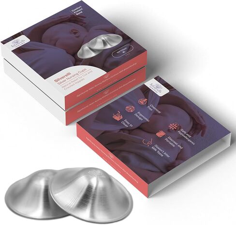 The Original Silver Nipple Shields for Breastfeeding Newborn, Soothe and Protect Sore Breasts and Cracked Nipples, Nickel Free Silver Nursing Cups, 2 Pieces (100% Silver 999, Standard) in Saudi Arabia