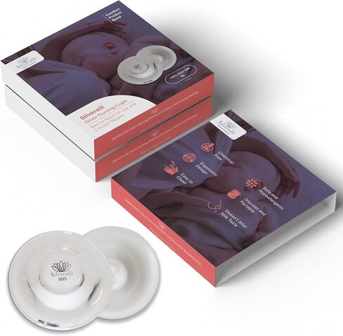 The Original Silver Nipple Shields for Breastfeeding Newborn, Soothe and Protect Sore Breasts and Cracked Nipples, Nickel Free Silver Nursing Cups, 2 Pieces (100% Silver 999, Standard) in Saudi Arabia