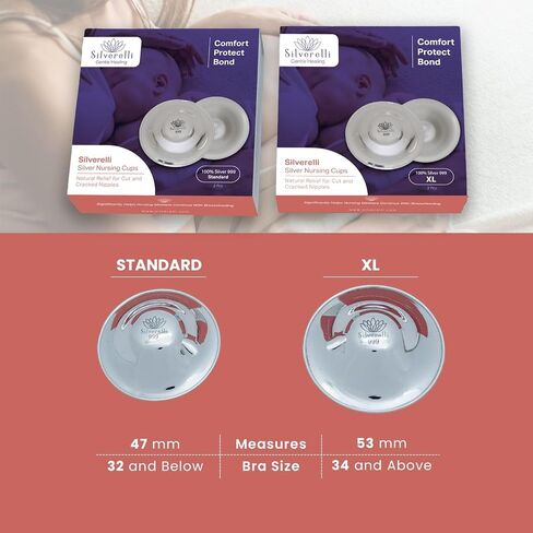 The Original Silver Nipple Shields for Breastfeeding Newborn, Soothe and Protect Sore Breasts and Cracked Nipples, Nickel Free Silver Nursing Cups, 2 Pieces (100% Silver 999, Standard) in Saudi Arabia