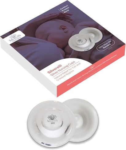 The Original Silver Nipple Shields for Breastfeeding Newborn, Soothe and Protect Sore Breasts and Cracked Nipples, Nickel Free Silver Nursing Cups, 2 Pieces (100% Silver 999, Standard) in Saudi Arabia