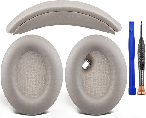 SOULWIT Ear Pads Cushions + Headband, Replacement Kit for Sony WH-1000XM4 (WH1000XM4) Over-Ear Headphones, Replacement Headstrap Pad & Earpads Repair Part - Black in Saudi Arabia
