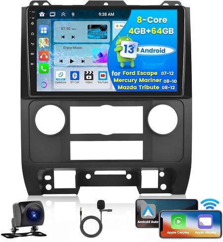 ستيريو سيارة Android 13 لسيارة Ford Escape 07-12/Mercury Mariner 08-10/Mazda Tribute 08-12، 8 Core 4G RAM+64G ROM، دقة 9 بوصة 1280x720، Apple Carplay Android Auto in Saudi Arabia