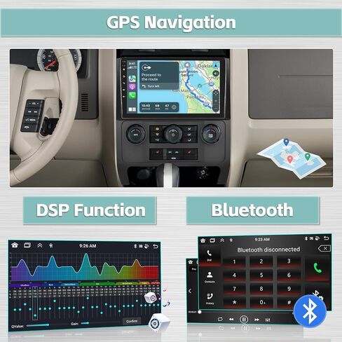 ستيريو سيارة Android 13 لسيارة Ford Escape 07-12/Mercury Mariner 08-10/Mazda Tribute 08-12، 8 Core 4G RAM+64G ROM، دقة 9 بوصة 1280x720، Apple Carplay Android Auto in Saudi Arabia
