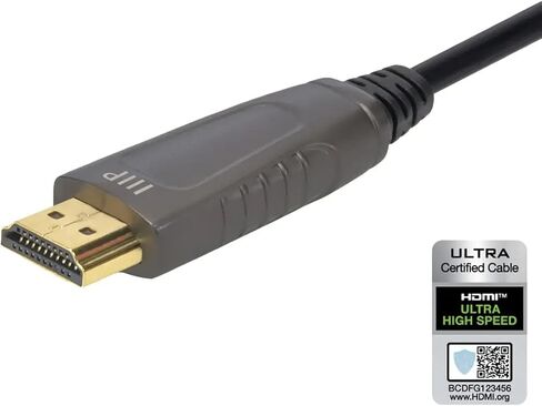 Monoprice 8K Ultra High Speed Fiber Optic Certified HDMI Cable - HDMI 2.1, 8K@60Hz, 4K@120Hz, 48Gbps, HDR, VRR, Active Optical Cable (AOC), CMP Plenum Rated, 24ft, Black in Saudi Arabia