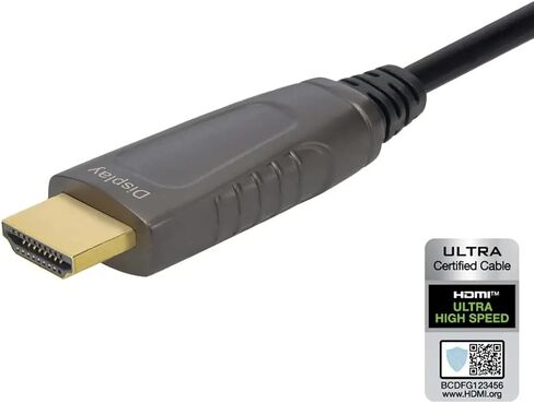 Monoprice 8K Ultra High Speed Fiber Optic Certified HDMI Cable - HDMI 2.1, 8K@60Hz, 4K@120Hz, 48Gbps, HDR, VRR, Active Optical Cable (AOC), CMP Plenum Rated, 24ft, Black in Saudi Arabia