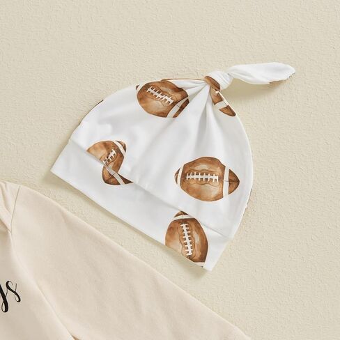 Newborn Infant Baby Boy Clothes Fall Winter Outfit Long Sleeve Letter Romper + Elastic Waist Pants + Hat 3Pcs Set in Saudi Arabia