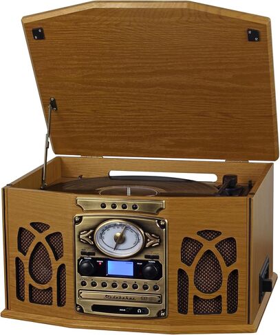 قرص دوار خشبي من ستوديبيكر SB6065، قرص مضغوط مع تسجيل، مشغل كاسيت، راديو ستيريو AM/FM in Kuwait