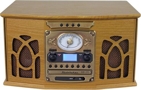 قرص دوار خشبي من ستوديبيكر SB6065، قرص مضغوط مع تسجيل، مشغل كاسيت، راديو ستيريو AM/FM in Kuwait