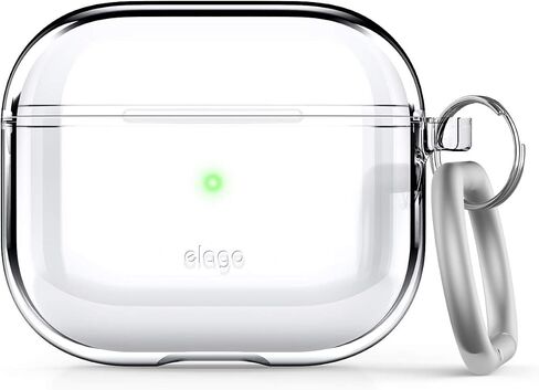 Elago متوافق مع حافظة AirPods الجيل الثالث، حافظة شفافة وشفافة متوافقة مع Apple AirPods 3، تتضمن حلقة تسلق [أصفر نيون] in Kuwait