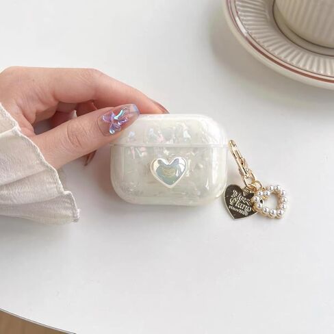 حافظة Olytop for Cute Glitter Airpods Pro/Pro 2 Gen مع قلم منظف، غطاء حماية من الجيل الثاني/الأول لجهاز iPod Pro الجيل الثاني/الأول مع سلسلة مفاتيح قلب فاخرة 2023/2022/2019 - ملونة in Kuwait