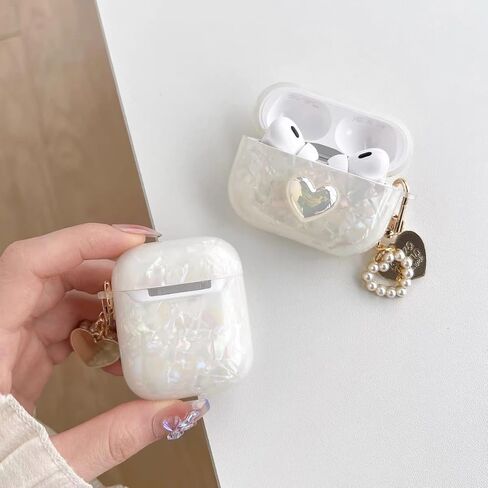حافظة Olytop for Cute Glitter Airpods Pro/Pro 2 Gen مع قلم منظف، غطاء حماية من الجيل الثاني/الأول لجهاز iPod Pro الجيل الثاني/الأول مع سلسلة مفاتيح قلب فاخرة 2023/2022/2019 - ملونة in Kuwait