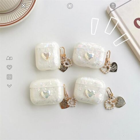 حافظة Olytop for Cute Glitter Airpods Pro/Pro 2 Gen مع قلم منظف، غطاء حماية من الجيل الثاني/الأول لجهاز iPod Pro الجيل الثاني/الأول مع سلسلة مفاتيح قلب فاخرة 2023/2022/2019 - ملونة in Kuwait