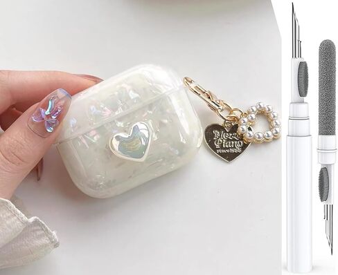 حافظة Olytop for Cute Glitter Airpods Pro/Pro 2 Gen مع قلم منظف، غطاء حماية من الجيل الثاني/الأول لجهاز iPod Pro الجيل الثاني/الأول مع سلسلة مفاتيح قلب فاخرة 2023/2022/2019 - ملونة in Kuwait