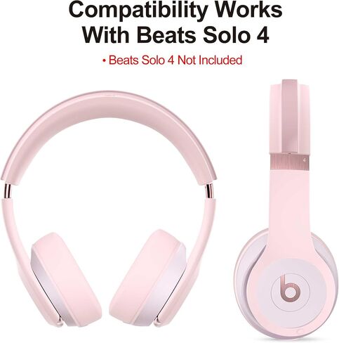 【3 في 1】 حافظة سيليكون لسماعات Beats Solo 4، أغطية حماية من السيليكون لسماعات Beats Solo 4، غطاء / وسادة أذن / غطاء رأس، إكسسوارات واقي جلد سيليكون لسماعات Beats Solo 4 - وردي in Saudi Arabia