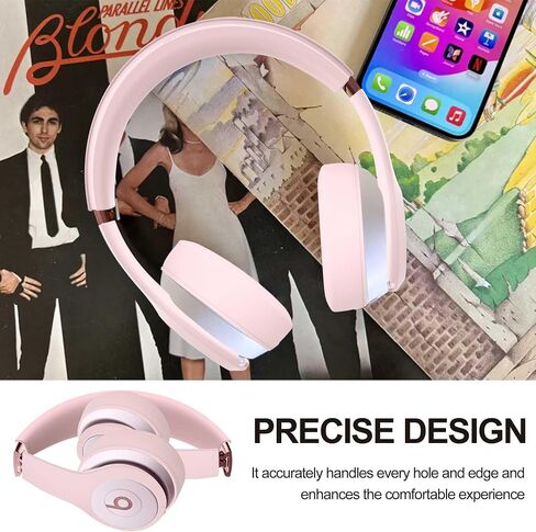 【3 في 1】 حافظة سيليكون لسماعات Beats Solo 4، أغطية حماية من السيليكون لسماعات Beats Solo 4، غطاء / وسادة أذن / غطاء رأس، إكسسوارات واقي جلد سيليكون لسماعات Beats Solo 4 - وردي in Saudi Arabia