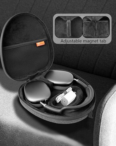 حافظة سفر لأجهزة Apple AirPods Max - حقيبة حمل صلبة محمولة مع غطاء حافظة من مادة TPU لسماعات Air Pod Max - طقم حماية يدعم وضع السكون (رمادي داكن) in Kuwait