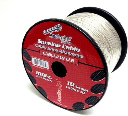 كابل AudioPipe 10-100CLR 100 قدم 10 قياس AWG سلك تركيب مكبر صوت للسيارة، مجموعة أسلاك الكابلات بكرة لإلكترونيات المركبات، شفاف in Saudi Arabia