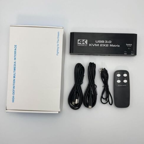 HDMI KVM Matrix Switch 2x2 4k@60Hz HDMI Monitors Matrix KVM Switcher Box, 4 in 2 Out with IR Remote Controller, HDCP2.3, HD Picture, USB3.0, Plug and Play in Saudi Arabia