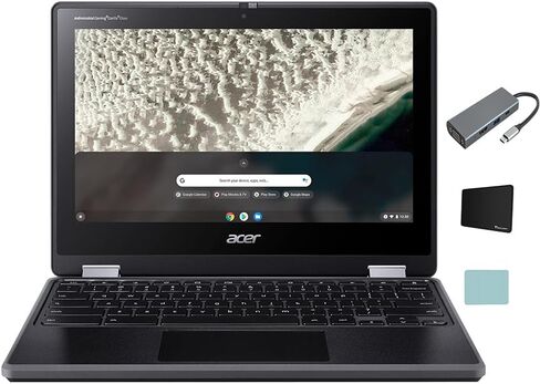 جهاز Chromebook Spin 511 2 في 1 قابل للتحويل من acer، شاشة لمس عالية الدقة 11.6 بوصة، معالج Intel N100 رباعي النواة (4 النواة)، ذاكرة الوصول العشوائي DDR5 سعة 8 جيجابايت، eMMC سعة 64 جيجابايت، نظام تشغيل Chrome، أسود مع ملحقات in Saudi Arabia