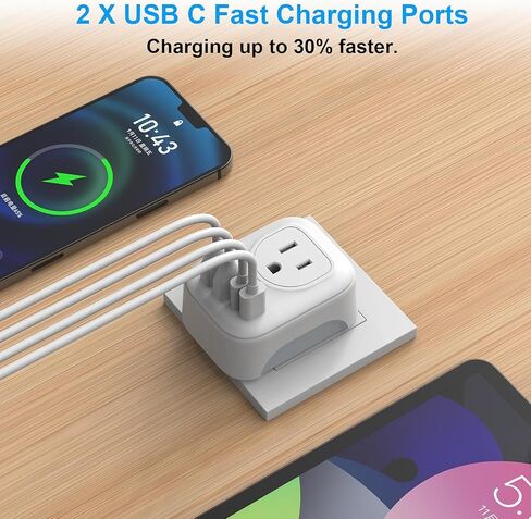 2 حزمة محول قابس السفر الأوروبي، محول السفر الدولي VYLEE مع 2 منافذ 4 منافذ USB (2 USB C)، 6 في 1 نوع C شاحن أساسيات السفر للولايات المتحدة إلى معظم أوروبا الاتحاد الأوروبي إيطاليا إسبانيا فرنسا in Saudi Arabia