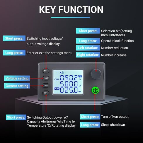 DROK LCD Display Buck Boost Converter, DC 6-36V to 0.5-36V 4.5A 40W Step Up Step Down Converter, 5V 12V 24V DC Power Supply, Adjustable Voltage Regulator Step Up Down Transformer for Solar Panels RV in Saudi Arabia