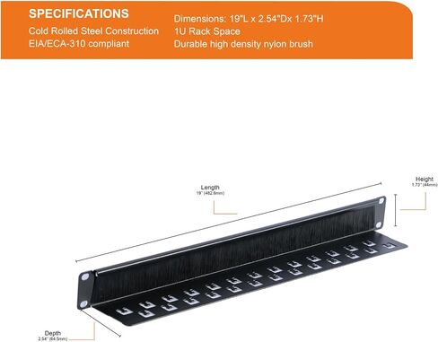 1U Brush Panel, Brush Strip Plate for Cable Entry&Management, Server Rack Cable Organizer with Tidy Brush for 19in Network Rack/Server Rack/Cabinet Enclosure in Saudi Arabia