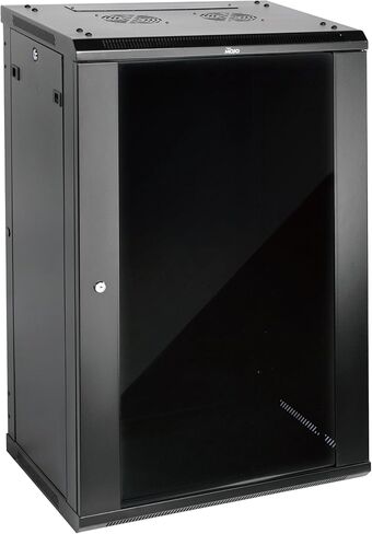 18U Wall Mount Server Cabinet,17.7inch Depth Elite Network Cabinet,Network Rack,Server Rack for 19inch Computer/AV/Data/IT/Media Equipment,Black,with Cooling Fans,Glass Door,Flat Pack. in Saudi Arabia