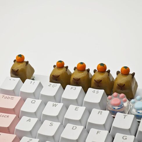 Cartoon Capybara Keycap، مخصص ثلاثي الأبعاد مصنوع يدويًا من الطين ESC Keycap، أغطية مفاتيح لطيفة مخصصة لأغطية المفاتيح البديلة للوحة مفاتيح الألعاب الميكانيكية Cherry MX (برتقالي Capybara) in Kuwait