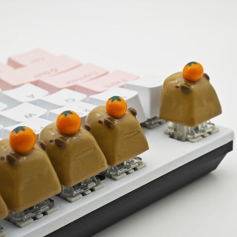 Cartoon Capybara Keycap، مخصص ثلاثي الأبعاد مصنوع يدويًا من الطين ESC Keycap، أغطية مفاتيح لطيفة مخصصة لأغطية المفاتيح البديلة للوحة مفاتيح الألعاب الميكانيكية Cherry MX (برتقالي Capybara) in Kuwait