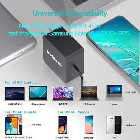 Nekteck S22, S23 Ultra 45w USB-C Charger with 6ft Long Cable, PD.3(PPS), Small Samsung Super Fast Charger Type C [USB-IF Certified] Compatible with Galaxy S23+/S22 Plus/S21/S20 Ultra/Note 10+ in Saudi Arabia