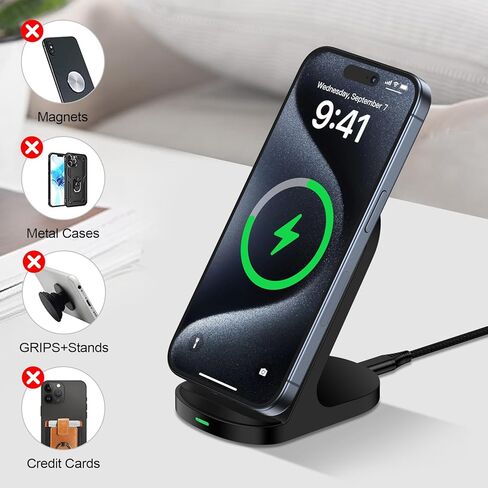 شاحن Samsung S24 اللاسلكي، حامل شحن لاسلكي سريع 15 وات لهاتف Samsung Galaxy S24 Ultra S23 FE S22 S21 S20 Note 20 Z Flip 5 4 3 Z Fold 5 4 3، iPhone 15 14 13 12 11 Pro Max، Google Pixel 8 Pro 7 6 in Kuwait