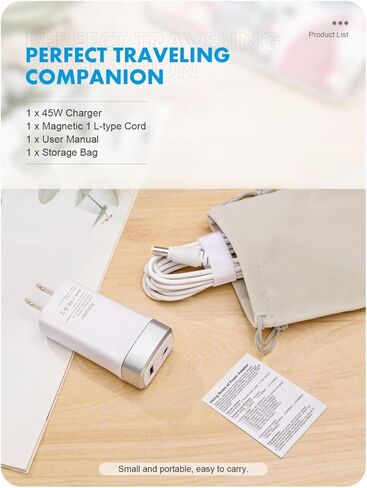 شاحن صغير 45 وات متوافق مع Mac Book Air 11/13 بوصة، موصل مغناطيسي من النوع L من الجيل الأول، محول USB بديل محمول للسفر A1374 A1244 A1370 A1369 A1377 A1237 A1304 (قبل منتصف 2012) in Kuwait