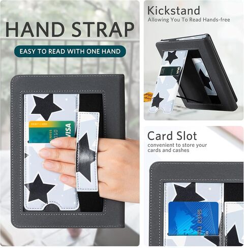 CoBak Case with Stand for Kindle Paperwhite - Durable PU Leather Cover with Auto Sleep Wake, Card Slot, Hand Strap Feature - Fits Kindle Paperwhite 11th Generation 6.8" Signature Edition 2021 Released in Saudi Arabia